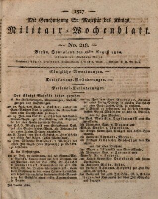 Militär-Wochenblatt Samstag 26. August 1820