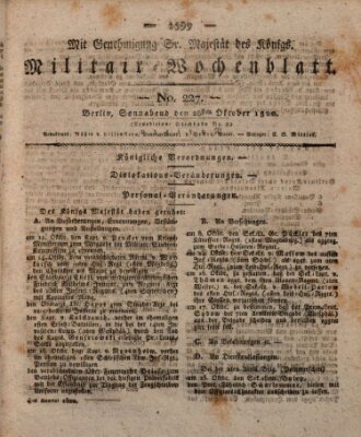 Militär-Wochenblatt Samstag 28. Oktober 1820