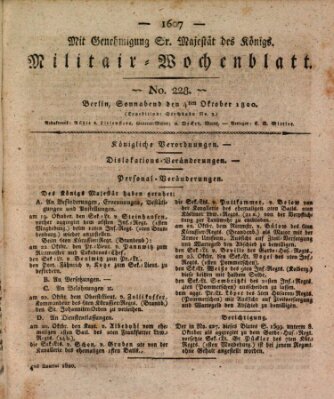 Militär-Wochenblatt Mittwoch 4. Oktober 1820