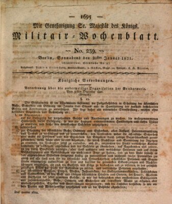 Militär-Wochenblatt Samstag 20. Januar 1821