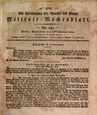 Militär-Wochenblatt Samstag 27. Januar 1821