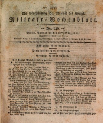 Militär-Wochenblatt Samstag 10. März 1821