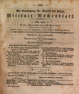 Militär-Wochenblatt Samstag 28. April 1821