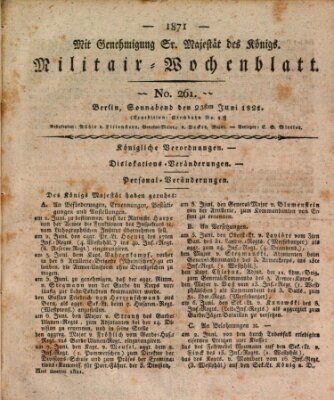 Militär-Wochenblatt Samstag 23. Juni 1821