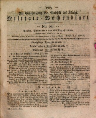 Militär-Wochenblatt Samstag 4. August 1821