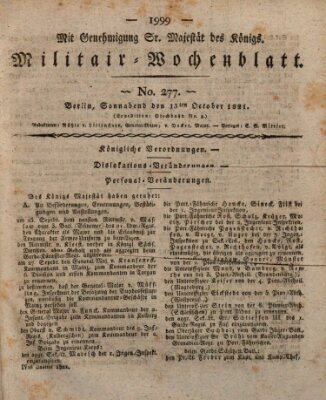 Militär-Wochenblatt Samstag 13. Oktober 1821