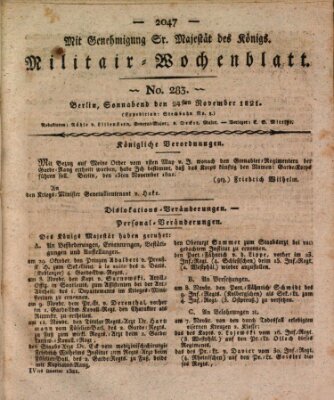 Militär-Wochenblatt Samstag 24. November 1821