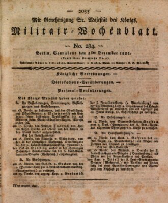 Militär-Wochenblatt Samstag 1. Dezember 1821