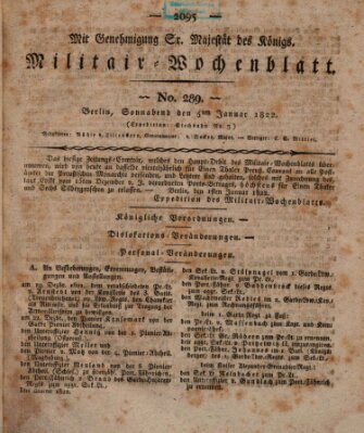 Militär-Wochenblatt Samstag 5. Januar 1822