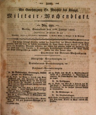 Militär-Wochenblatt Samstag 12. Januar 1822