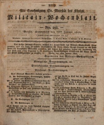 Militär-Wochenblatt Samstag 26. Januar 1822