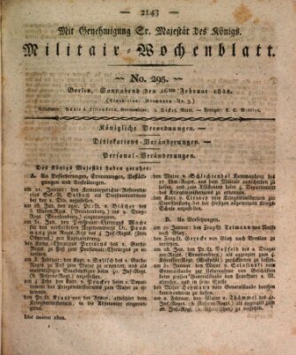 Militär-Wochenblatt Samstag 16. Februar 1822