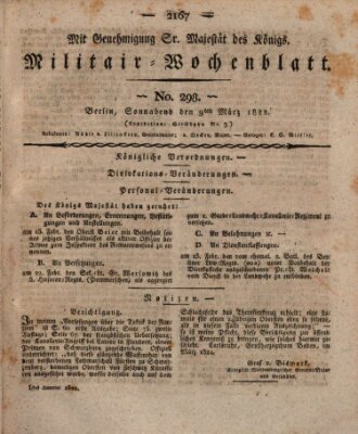 Militär-Wochenblatt Samstag 9. März 1822