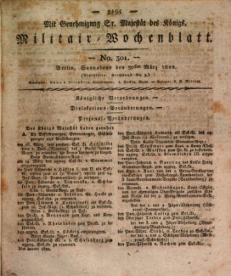 Militär-Wochenblatt Samstag 30. März 1822