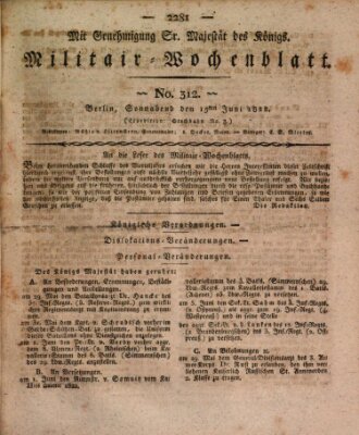 Militär-Wochenblatt Samstag 15. Juni 1822