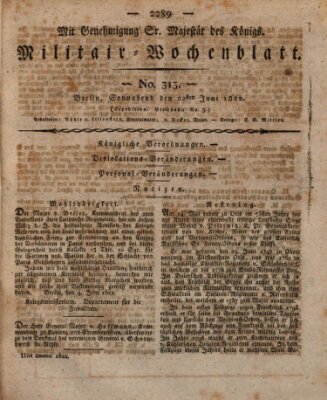 Militär-Wochenblatt Samstag 22. Juni 1822