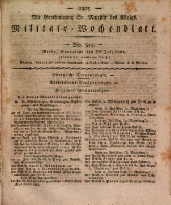 Militär-Wochenblatt Samstag 6. Juli 1822