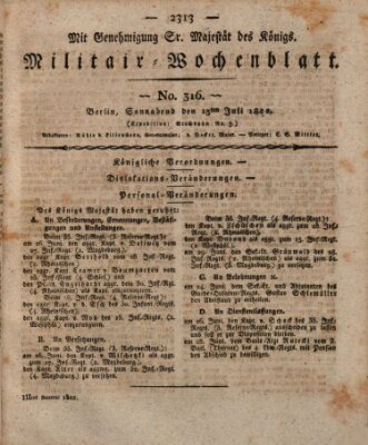 Militär-Wochenblatt Samstag 13. Juli 1822