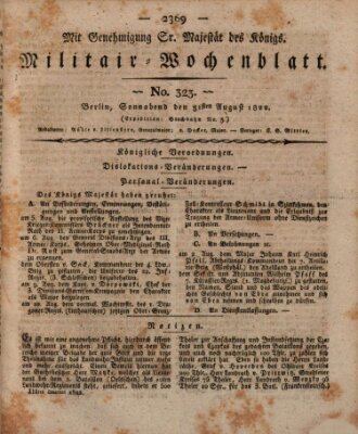 Militär-Wochenblatt Samstag 31. August 1822