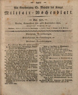 Militär-Wochenblatt Samstag 28. September 1822