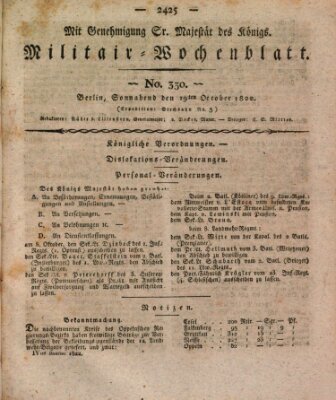 Militär-Wochenblatt Samstag 19. Oktober 1822