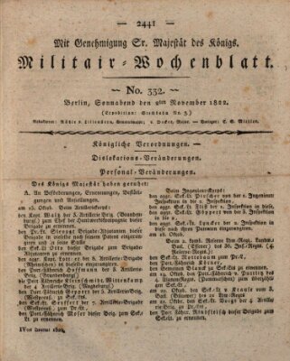 Militär-Wochenblatt Samstag 2. November 1822