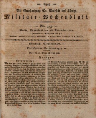 Militär-Wochenblatt Samstag 9. November 1822