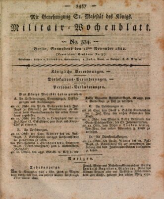 Militär-Wochenblatt Samstag 16. November 1822