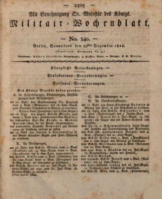 Militär-Wochenblatt Samstag 28. Dezember 1822