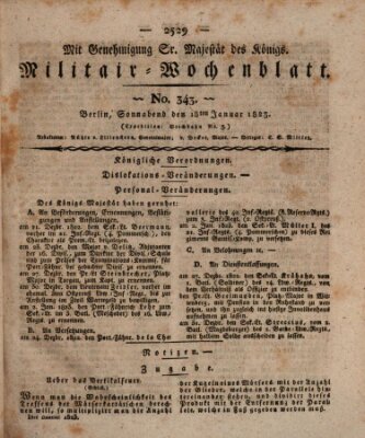 Militär-Wochenblatt Samstag 18. Januar 1823