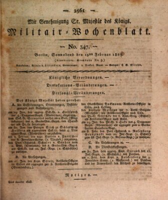 Militär-Wochenblatt Samstag 15. Februar 1823