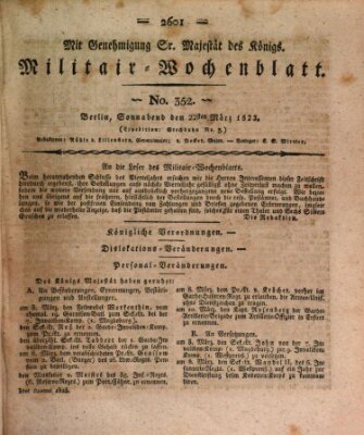 Militär-Wochenblatt Samstag 22. März 1823