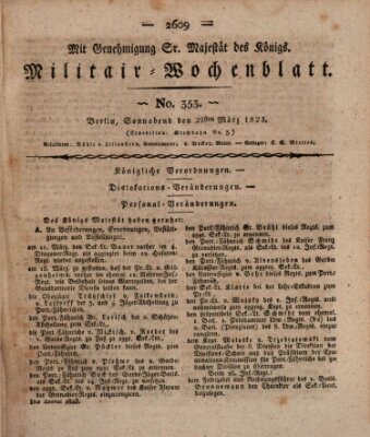 Militär-Wochenblatt Samstag 29. März 1823