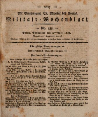 Militär-Wochenblatt Samstag 12. April 1823