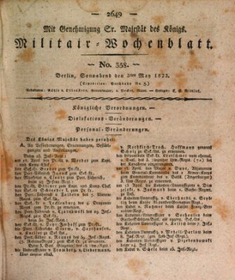 Militär-Wochenblatt Samstag 3. Mai 1823