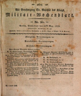 Militär-Wochenblatt Samstag 24. Mai 1823