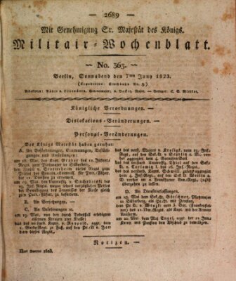 Militär-Wochenblatt Samstag 7. Juni 1823