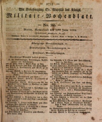 Militär-Wochenblatt Samstag 28. Juni 1823