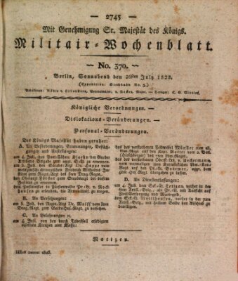 Militär-Wochenblatt Samstag 26. Juli 1823