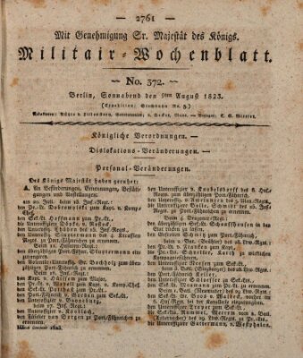 Militär-Wochenblatt Samstag 9. August 1823