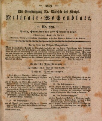 Militär-Wochenblatt Samstag 20. September 1823