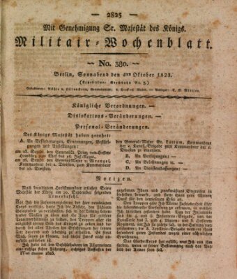 Militär-Wochenblatt Samstag 4. Oktober 1823