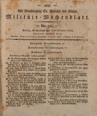 Militär-Wochenblatt Samstag 11. Oktober 1823