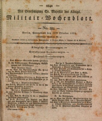 Militär-Wochenblatt Samstag 18. Oktober 1823