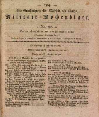 Militär-Wochenblatt Samstag 8. November 1823