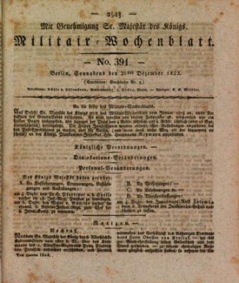 Militär-Wochenblatt Samstag 20. Dezember 1823