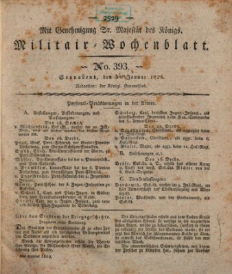 Militär-Wochenblatt Samstag 3. Januar 1824