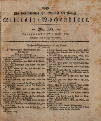 Militär-Wochenblatt Samstag 7. Februar 1824