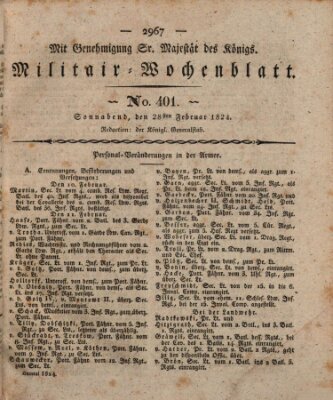 Militär-Wochenblatt Samstag 28. Februar 1824