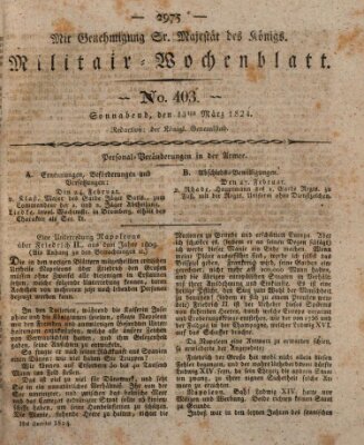 Militär-Wochenblatt Samstag 13. März 1824